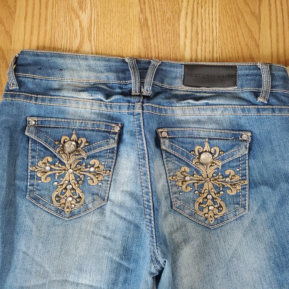 TWENTYONE BLACK STRETCH DISTRESSED EMBELLISHED SKINNY JEANS - Picture 6 of 8